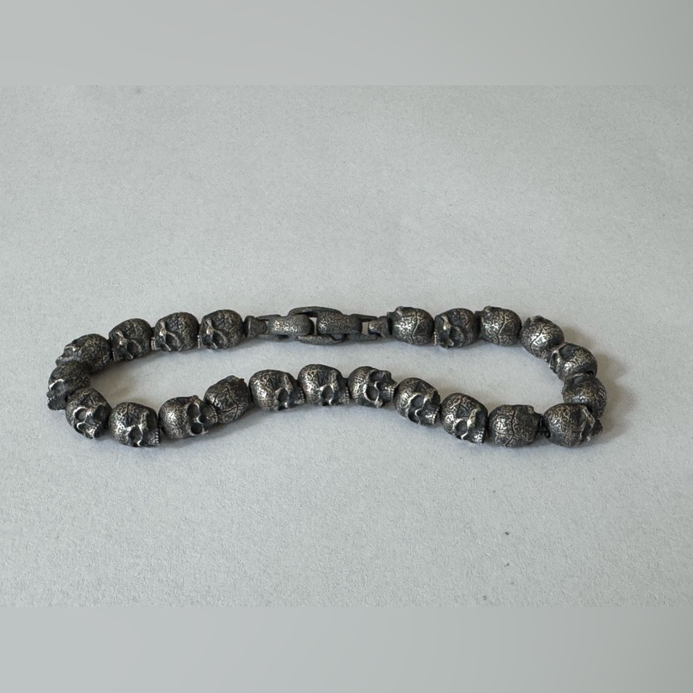David Yurman Memento Mori Skull Bracelet Mens M Sterling Pristine $880